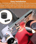 2 Pack 3037PAS Pneumatic Belt Sander Bearing Replacement For Pulley Assembly Made Of Steel Heavy Duty Durable Bearing Fits Most Sander Models Easy Install Long Lasting Performance, showing bearing and sander in use with sparks.