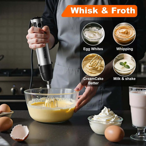 Badass Heavy Duty Immersion Blender With 20 Speed And Turbo Boost Copper Motor Handheld Kitchen Mixer Stainless Steel Blades in use.