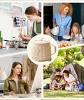 Dual Pack 600 Ml Electric Heated Milk Cup Portable Coffee Warmer With Three In One Design For Boiling Water And Slow Stewing in kitchen setting.