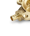 Close-up of the brass connection on Rite-Temp Pressure Balancing Shower Valve Kit With Cartridge, Service Stops, And PEX Expansion Connections