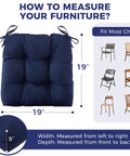 Durable Outdoor Chair Cushions Set Of 2, 19 X 19 X 5 Inches, Waterproof And Fade Resistant Navy Blue Cushions For Patio And Garden, Porch, Dining Wicker Chairs, Cushions Fit Most Standard Chairs