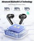 Dope Wireless Earbuds With Bluetooth 5.4, Deep Bass Stereo Sound, Noise Cancelling Mic, LED Charge Display, IPX7 Waterproof