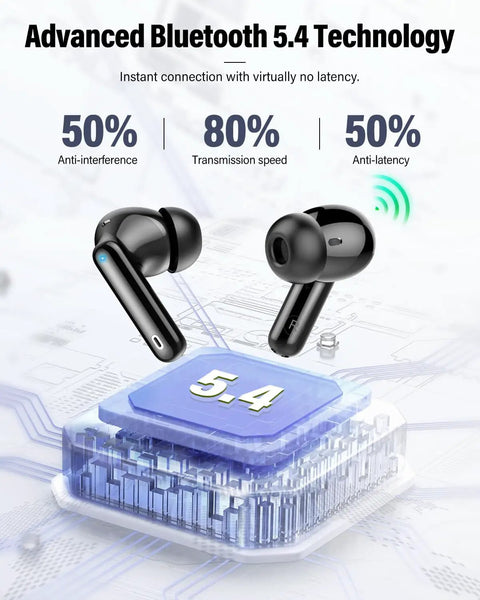 Dope Wireless Earbuds With Bluetooth 5.4, Deep Bass Stereo Sound, Noise Cancelling Mic, LED Charge Display, IPX7 Waterproof