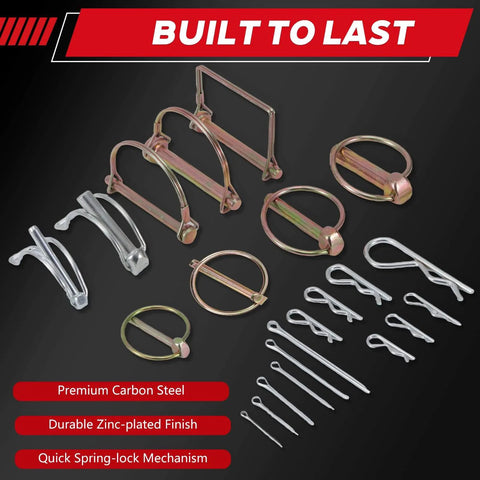 300 Piece Heavy Duty Workhorse Cotter Pin Kit With Zinc Plated Steel Linchpins For Tractor Trailer Truck Lawn Mower