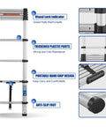 8.5 Foot Aluminum Telescoping Ladder With One Button Retraction Easy Pull Portable Foldable Extension Ladder features overview