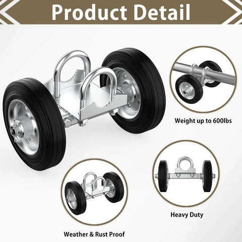 6 Inch Rolling Gate Wheel Carrier For Driveway Heavy Duty Steel Wheel With Rubber Wheel For Swing Or Sliding Gates Supports Up To 600 Pounds Chain Link Fence Compatible Gate Helper