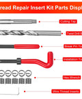 Pro Grade 15 Piece Thread Repair Kit For Damaged M12x1.75 Threads With Helicoil Style Inserts HSS Drill Bits Taps Tools Display