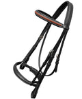 Premium Leather Dressage Bridle For Horse With Anti-Pressure Mono Crownpiece, Padded Crank Noseband, Braided Browband And Web Reins