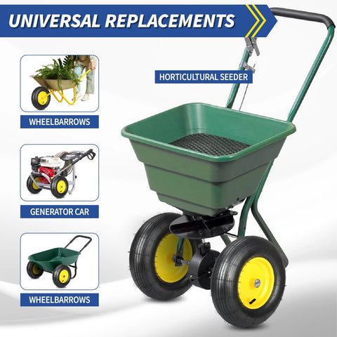 Two Pack 16 Inch Wheelbarrow Tire And Wheel With 4.80 4.00 8 Size Pneumatic Wheel Centered Hub used for horticultural seeder