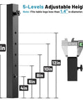 Adjustable Table Leg Extenders with 5 height options from 4 to 12 inches, black steel construction for stability.