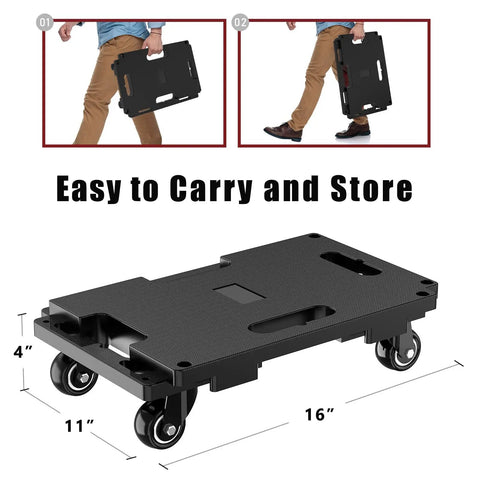 Heavy Duty 4 Wheel Furniture Dolly With Interlocking Design No Tools Needed Easy Move Rolling Platform Mover For Large Items 440 Lb Capacity Flat Dolly With Wheels Black 1 Pack