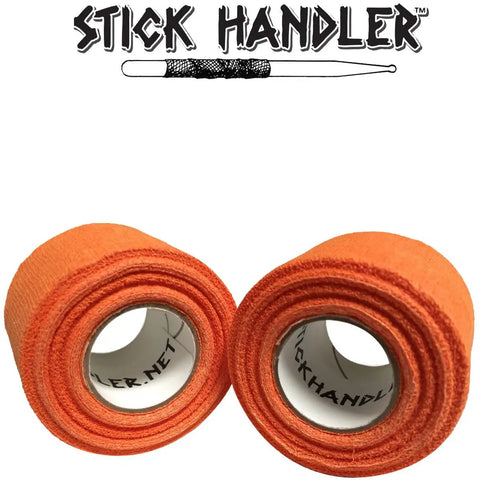 Pro Level Drumstick Grip Tape Two Pack In Vivid Orange Comfy Cotton Gauze Wrap displayed in rolls for stick control