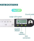 Legit Tough 20 Inch Stainless Steel Digital Angle Finder With Crisp Display And Reliable Tracking For Woodworking Builds And Shop Jobs That Call For Straight Measurements Every Time showing large LCD screen and control buttons.