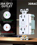 GFCI Outlet With LED Indicator, Tamper-Resistant GFI Receptacle, 20A 125V Duplex with LED status lights, UL Listed