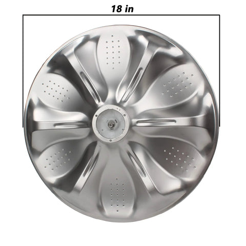 Top view of 18-inch Chrome Wash Plate Pulsator Assembly For LG Kenmore Sears Top Load Washers AGZ72909702 replacement