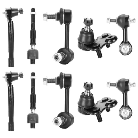 12 Piece Front Lower Control Arm Kit With Ball Joints For Honda Civic 2006 2007 2008 2009 2010 2011 1.8L Includes Front Lower Left Arm Front Lower Right Arm Ball Joint Inner And Outer Tie Rods Sway Bar Ends And Suspension Kit, black steel parts