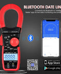 Clamp Meter Multimeter With True RMS, 2000A AC DC Current, 6000 Counts, Bluetooth Data Logging to 570Y App and smartphone view