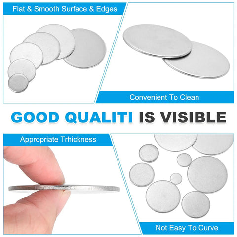 Stainless Steel Round Disc Blanks 30mm Diameter 4mm Thick Engraving Ready 12 Pack showing smooth surface and thickness
