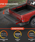 Rear Left Tailgate Assist Lift Gas Spring And Shock Strut For Nissan Frontier 2005 2021 installed on red pickup truck tailgate