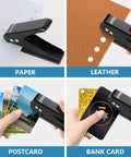 Low Force One Hole Paper Punch, 12 Sheets Capacity, punching paper, leather, postcards, and bank cards with anti-skid base