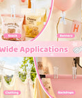 10 Pack Balloon Arch Clips 3.5 Inch Transparent Plastic Spring Clamps holding snacks, banners, clothing, and backdrops