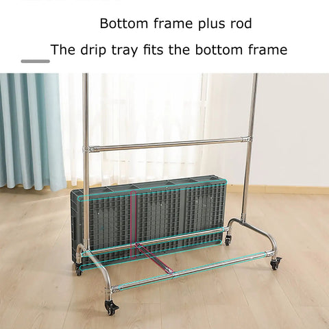 Movable Broom And Mop Rack Cart With Wheels For Cleaning Tools Stainless Steel Storage Organizer