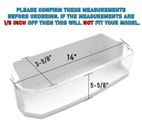 Door Bin Replacement For LG And Kenmore Refrigerators Durable Easy Install Fridge Bin dimensions labeled for standard fit
