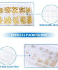 Badass Brass Machine Screw And Nut Kit With Washers For Electronics Repair, organized brass fasteners in a tight packing box.
