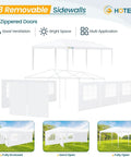 Spacious 10x30 Ft Outdoor Party Tent Canopy With Eight Removable Sidewalls And Two Zipper Doors, 300 Sq Ft White Shade Shelter