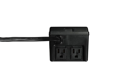 Heavy Duty Plug In Mechanical Timer 15 Amp Dual Receptacle 24 Hour Cycle Control For Indoor Outdoor Use, black cover with cord.