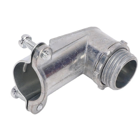 Rock Solid 90 Degree Squeeze Connector For 1/2 Inch Ac Mc And Flexible Metal Conduit, die cast zinc alloy elbow fitting.