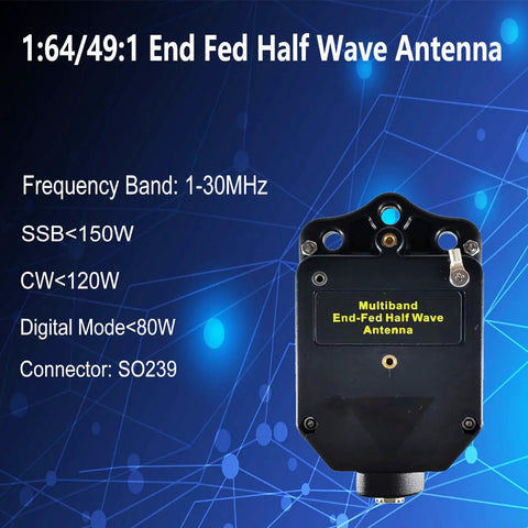 End Fed Half Wave HF Antenna For 1 To 30 MHz Multiband 100W Capable Portable And Base Station Ready Outdoor Ham Radio Antenna