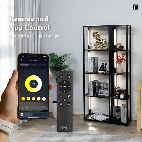 Fancy LED Display Shelf With Dimmable Lights, Modern Floor Lamp Cabinet With Four Adjustable LED Poles, remote app control