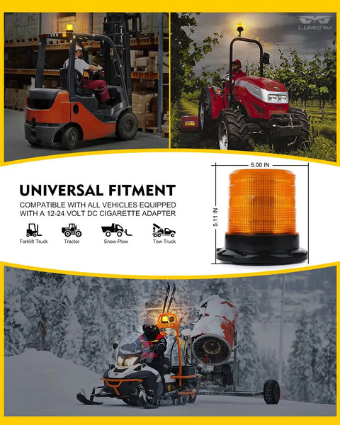 Premium 60 Led Amber Beacon Mini Strobe Light For Forklifts And Pickup Trucks Boasting Straight Up Three Sixty Degree Glow on forklift.