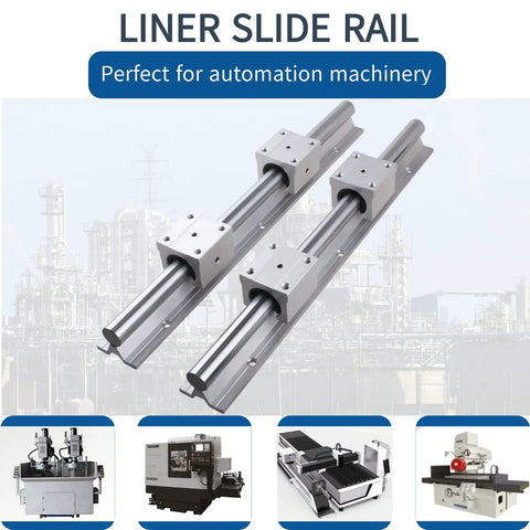 SBR16 Linear Rail Kit Including Two 400 Mm Shafts And Four Precision Carriage Bearing Blocks For Hella Smooth CNC Router Glide And Rock Solid Workshop Builds, showcasing linear slide rail assembly.