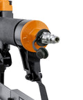 Close-up of air connector on Pneumatic 18 Gauge Fencing Stapler With Belt Hook, Seven Eighths Inch Staples, Collated for fencing