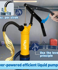 TALFIT lever-action 55-gallon drum pump; yellow reinforced PP body with black lever handle.