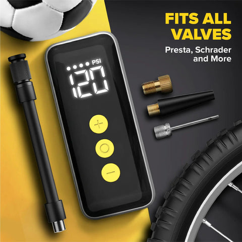 Pocket Power Mini Electric Bike Pump 120 PSI High Pressure Inflator For Road MTB And E Bike Ultra Compact Rechargeable Inflator With Presta And Schrader Valves Fast Inflation Lightweight On The Go Tool For Riders