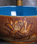 Bathroom Container Sink Pattern Pattern Ceramic Vessel Sink Round Oval Counter Ceramic Countertop Sink Art Basin-B (B) with floral design.