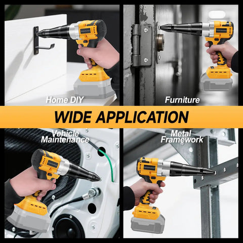 Camxtool Brushless Cordless Pop Rivet Gun Compatible With Dewalt 20V Max Battery For Fast Heavy Duty Use In Various Applications