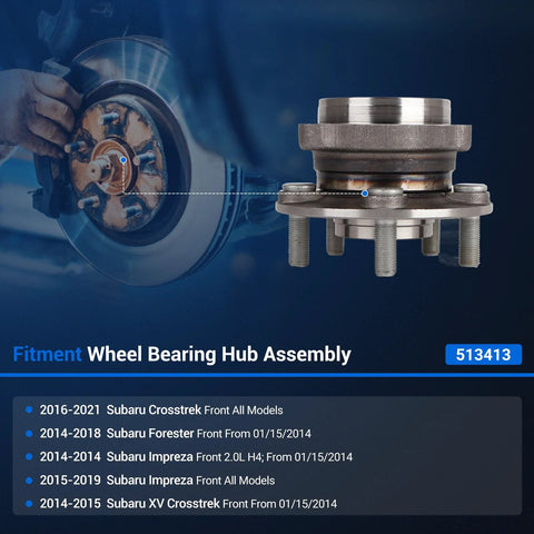 Front Wheel Hub And Bearing Assembly For Subaru Forester 2014 To 2018, Crosstrek 2016 To 2021, Impreza 2014 To 2019, XV Crosstrek 2014 To 2015, 5 Lug With ABS