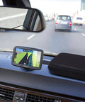 Straight Up 7 Inch GPS Carrying Case Built Tough With Dead Center Shockproof EVA Hard Shell Protective Travel Pouch on car dashboard.
