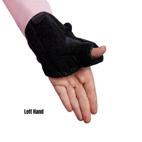 Kid Sized Thumb Spica Wrist Splint for Sprains and Tendonitis, Left Wrist Immobilizer for 3 to 5 Inch Circ on child's left hand