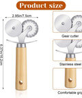 Sibba double-wheel pastry cutter with wooden handle; stainless steel wheels for dumplings, ravioli, and dough