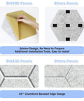Comparison of Twelve Pack Hexagonal Acoustic Panels Peel Stick Sound Dampening Foam Tiles showing easy installation features and design.