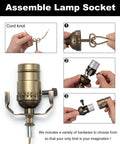 DIY Lamp Making Kit With 12 Foot Brown Cord And 3-Way Socket For Repair Or Rewire Of Table And Floor Lamps assembly steps.