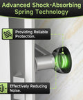 Heavy Duty Aluminum Door Stopper With Soft Silicone Head And Spring Shock Absorption Real Deal Wall Protector Rustproof Anti Scuff Door Holder In Sleek Black showing advanced shock-absorbing spring technology.