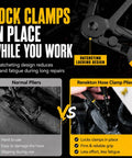 Comparison of normal pliers vs 9 Piece Hose Clamp Pliers Set With Long Reach Flexible Cable And Swivel Jaw for automotive lines