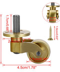 Close-up of 4 Pack Universal Brass Caster Stems Wheels 22mm Heavy Duty Swivel Casters 360 Degree Rotation For Metal Furniture Movable Casters Replacements For Trunk Box Trolley Cabinet Coffee Table, showing dimensions and detailed design.