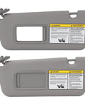 Left Driver Side Sun Visor With Makeup Mirror Replacement for 2004 To 2005 Models OE 7432042420B0 featuring warning labels